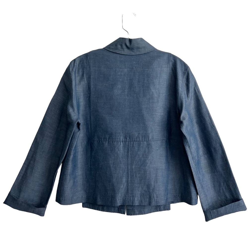 Via Seta Denim Blue Silk Linen Pantsuit 10 Epc View 4